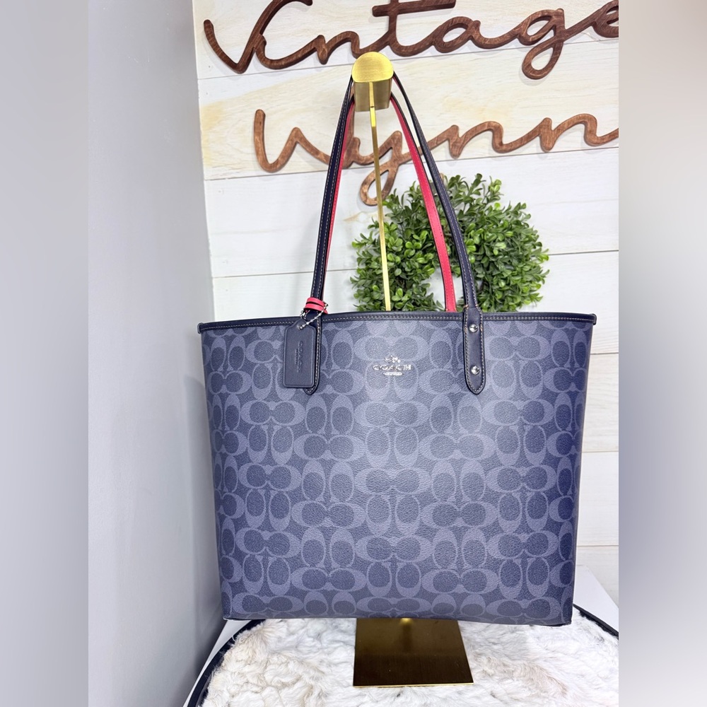 Coach blue and red coated canvas reversible Tote Bag - Picture 3 of 16